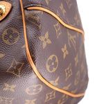LOUIS VUITTON Galleria PM monogram canvas with tan piping and curved edge
