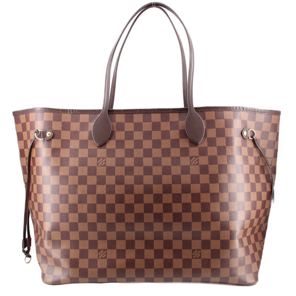 Louis Vuitton Neverfull GM tote bag, brown Damier Ebene check with leather handles