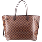 Louis Vuitton Neverfull GM tote bag, brown Damier Ebene check with leather handles