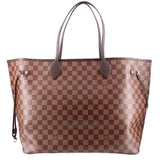 Louis Vuitton Neverfull GM tote bag, brown Damier Ebene check with leather handles