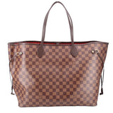 Louis Vuitton Neverfull GM tote bag, Damier Ebene canvas with side ties and top handles
