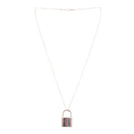 Sterling silver padlock necklace with arched bail and square lock pendant on chain