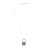 Sterling silver padlock necklace with arched bail and square lock pendant on chain