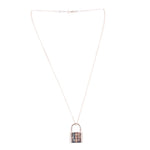 Sterling silver padlock necklace with small square padlock pendant on a chain