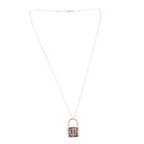 Sterling silver padlock necklace with small square padlock pendant on a chain