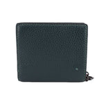 Green pebbled leather snap wallet with COACH logo, front view