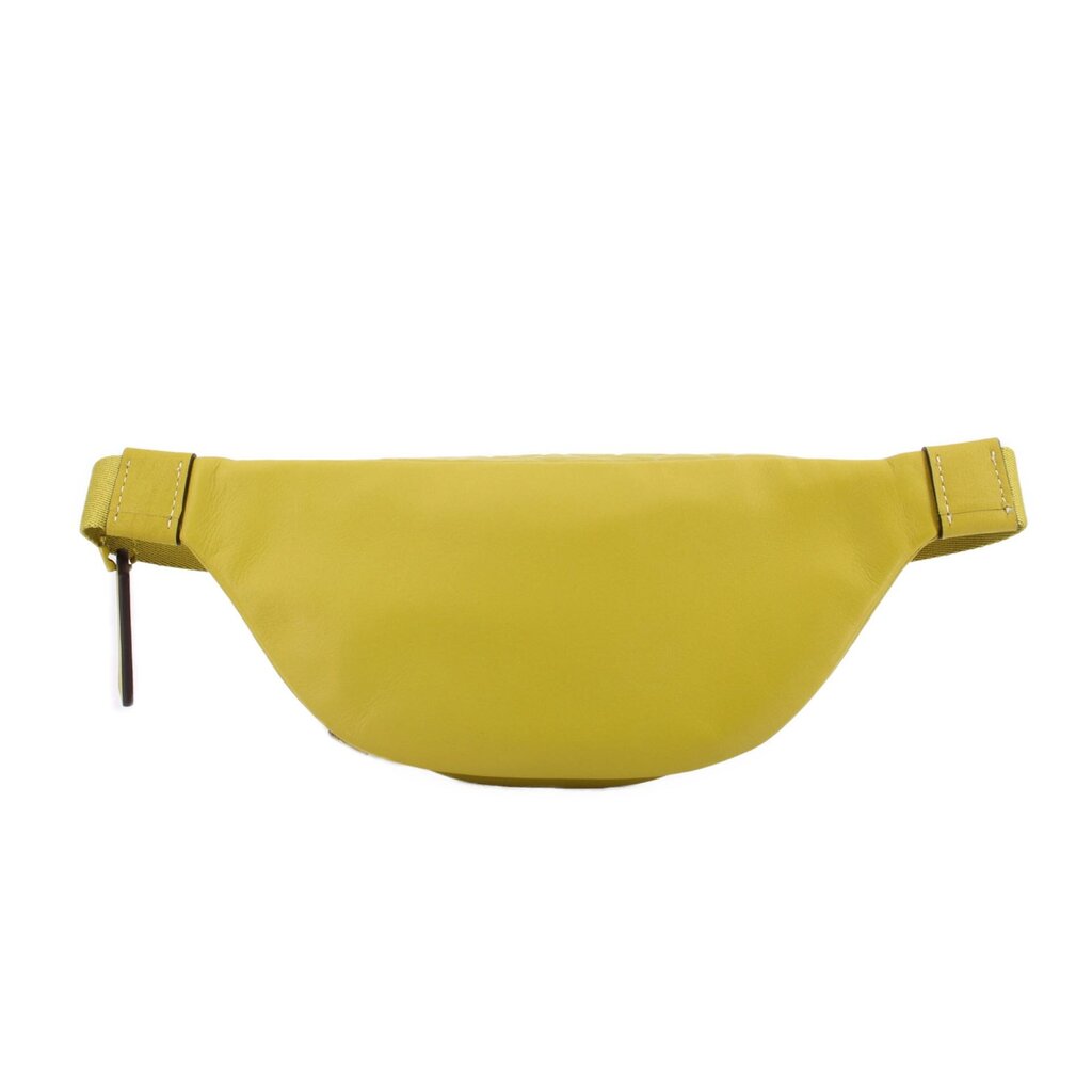 Chartreuse belt bag back view with adjustable straps and top zip