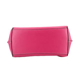 Coach Mollie bucket crossbody bag back view, fuchsia with stitched trim and side loop.