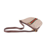 GUCCI Ophidia mini shoulder bag in brown with GG canvas, stripe, gold-tone logo and flap