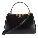 Black Tory Burch Eleanor satchel with gold logo clasp and top handles