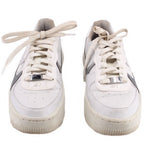 NIKE Air Force 1 PLT.AF.ORM sneakers, white leather, front view with silver lace bar