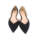 J CREW SUEDE POINTED D'ORSAY FLATS BLACK 8.5 US