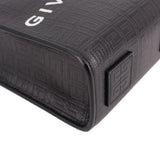 Black embossed leather tote corner with square patch and stitched edge