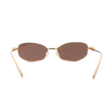 Gold pillow-shaped sunglasses with dark brown lenses and slim temples