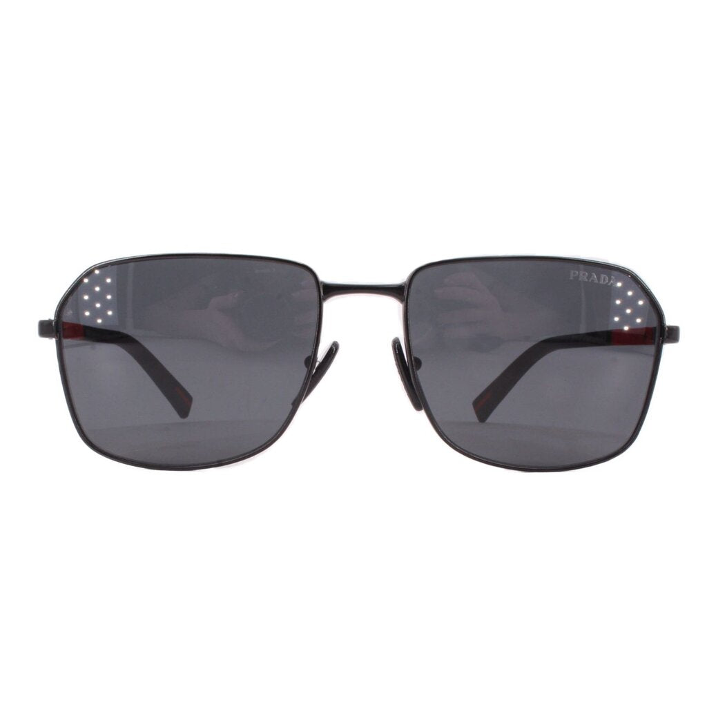PRADA Linea Rossa sunglasses with black rounded rectangular frame and dark lenses