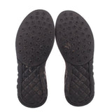 CHANEL mesh sneakers outsoles, black tread with repeated CHANEL logo pattern