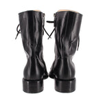 CHANEL black lace-up combat boots, back view with heel and lace loops