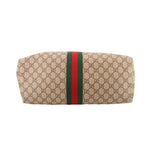 Beige GG canvas tote base with green and red web stripe detail