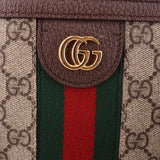 Tote bag front close-up with GG logo patch and green-red web stripe insert