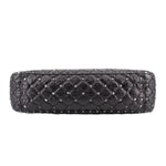 Valentino rockstud maxi shoulder bag in black quilted leather, flat base view
