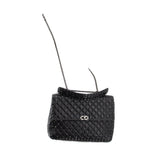 Black quilted Rockstud shoulder bag with chain strap and flap push-lock