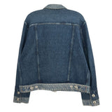 RAG & BONE blue faux denim jacket, back yoke seam, button cuffs, contrast stitching