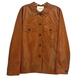 LAFAYETTE 148 brown leather jacket-style top with button-front and two chest pockets
