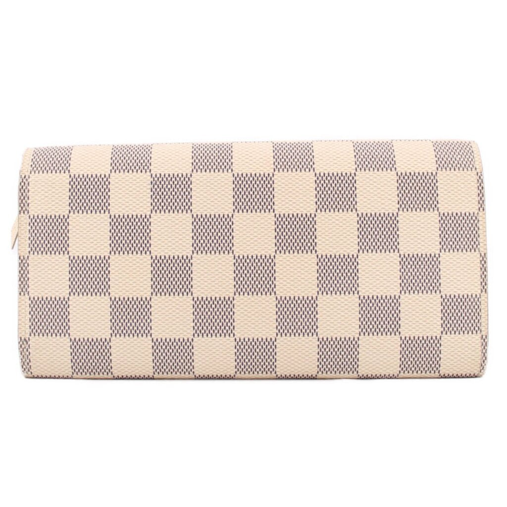 Damier Azur checkered long wallet with flap front and slim profile