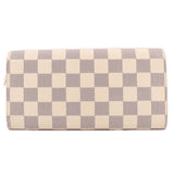 Damier Azur checkered long wallet with flap front and slim profile