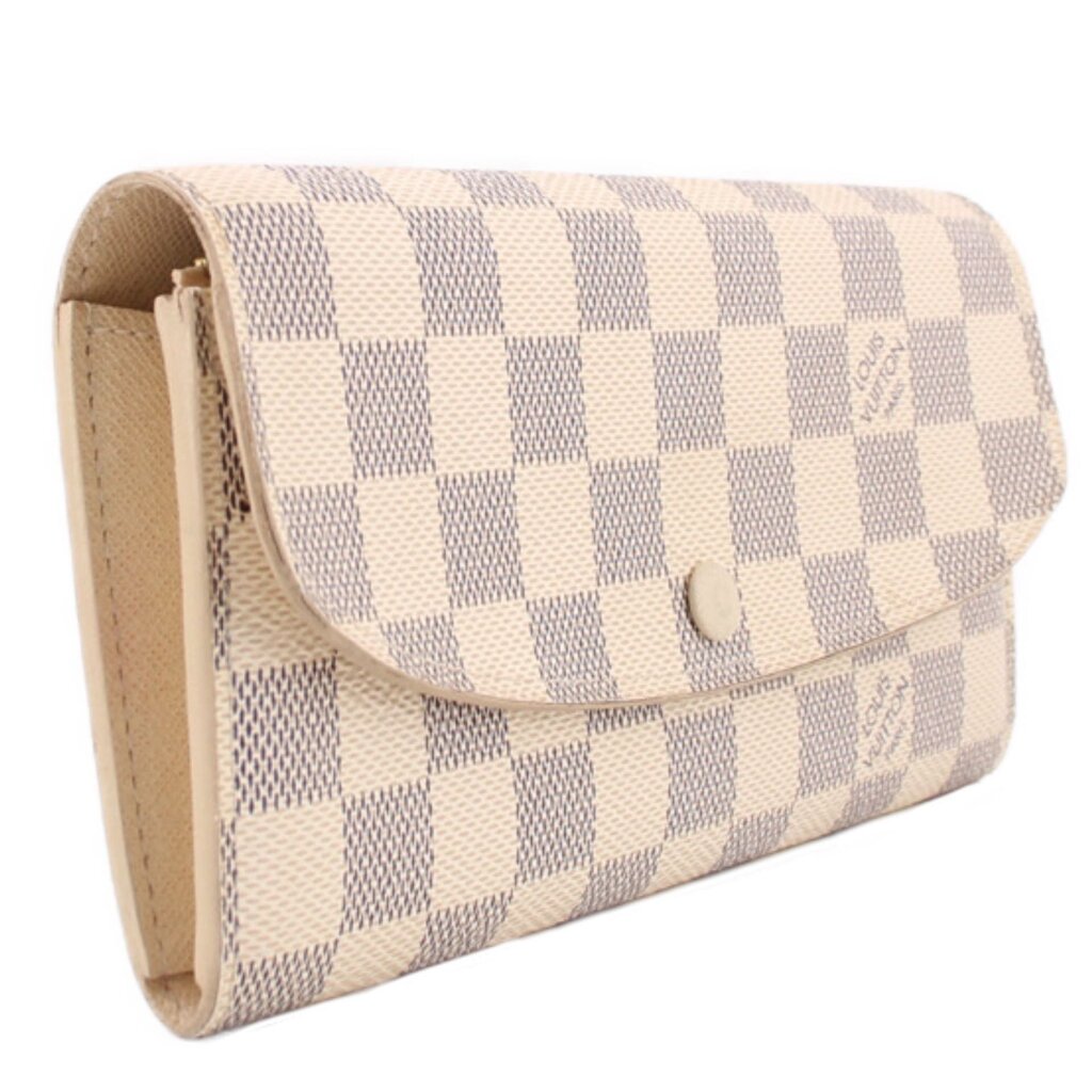 Damier Azur checkered wallet with curved front flap and interior opening