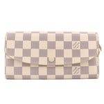 Louis Vuitton Damier Azur wallet with checkered canvas and front flap closure