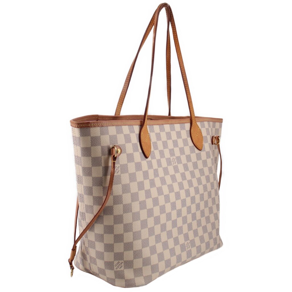 Louis Vuitton Damier Azur Neverfull tote bag, side straps and gold hardware