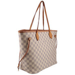 Louis Vuitton Damier Azur Neverfull tote bag, side straps and gold hardware