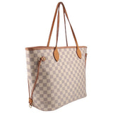 Louis Vuitton Neverfull tote bag in Damier Azur check pattern, side view