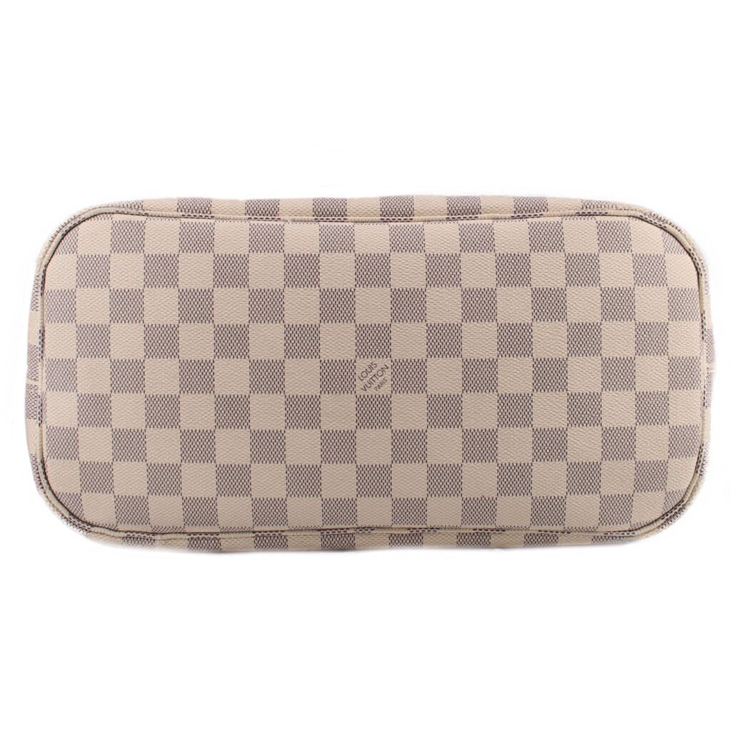 Damier Azur zip pouch with rounded top and stitched zipper edge