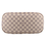 Damier Azur zip pouch with rounded top and stitched zipper edge