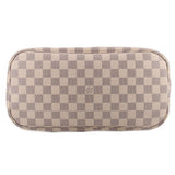 Damier Azur zip pouch with rounded top and stitched zipper edge
