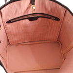 Louis Vuitton Neverfull MM tote bag interior with pink striped lining and zip pocket