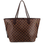 Louis Vuitton Neverfull MM Damier Ebene tote bag with checkered brown canvas and long handles