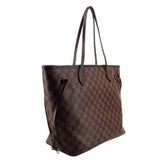 Louis Vuitton Neverfull MM tote in Damier Ebene canvas, side view