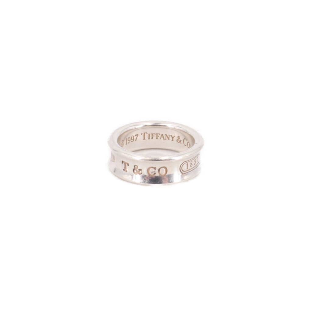 Sterling silver ring band with stacked engraved TIFFANY & Co marks