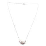 Sterling silver bean pendant necklace with fine chain and round clasp