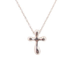 Sterling silver cross pendant necklace with polished sculpted cross detail