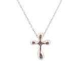 Sterling silver cross pendant necklace with polished sculpted cross detail