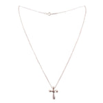 Sterling silver cross pendant necklace with thin chain and small clasp