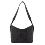 Black monogram hobo shoulder bag with top handle strap and zipper closure