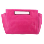 Magenta Coach basket-style clutch bag with top rectangular window and sturdy sides