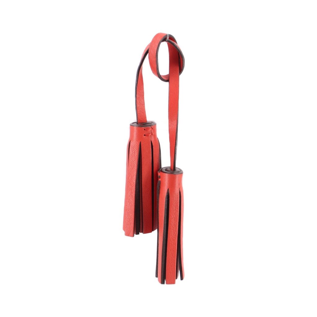 COACH red leather tassel accessory with loop strap and long layered fringe