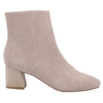 Waterproof suede ankle booties, gray, block heel