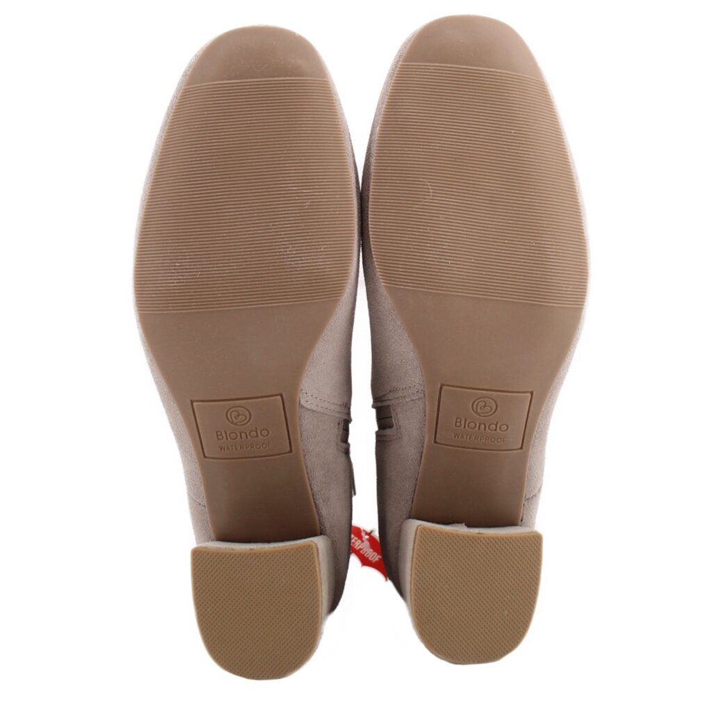 Waterproof suede ankle booties, gray, outsole with traction tread
